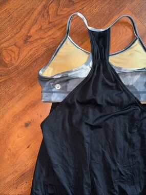 lululemon athletica Black Tank Top with Yellow & Gray Racerback
